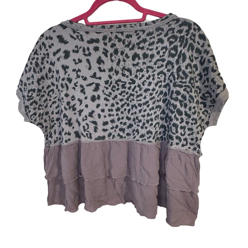 La Miel Dusty Pink Leopard Print Short Sleeve Top- Size M - Picture 8 of 8